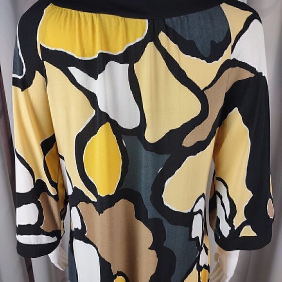 Chico's Multi Color Pebble Print Keyhole Front Scoop Neck Jersey Size 1 = US 8 - Picture 4 of 12